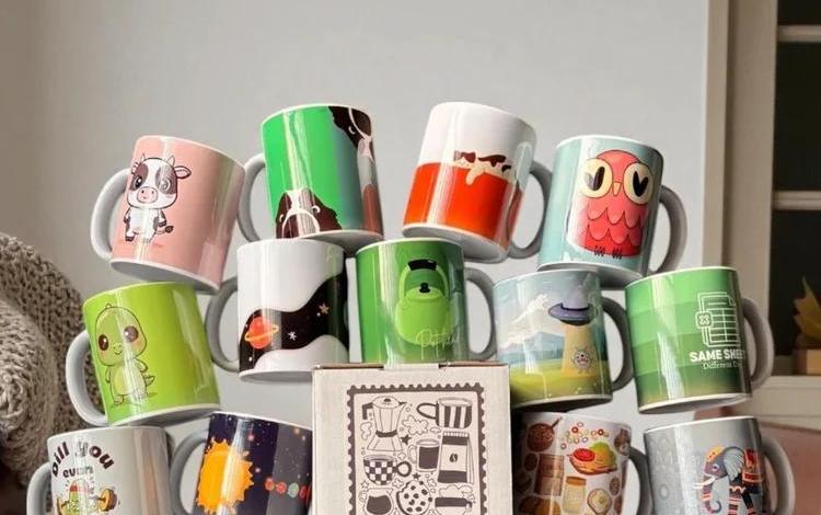 Colorful custom printed coffee mugs